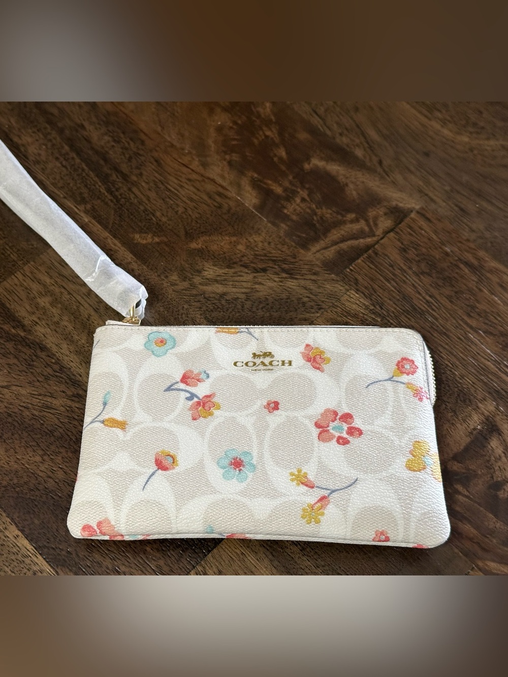 NWT Coach Floral Signature Corner Zip Wristlet